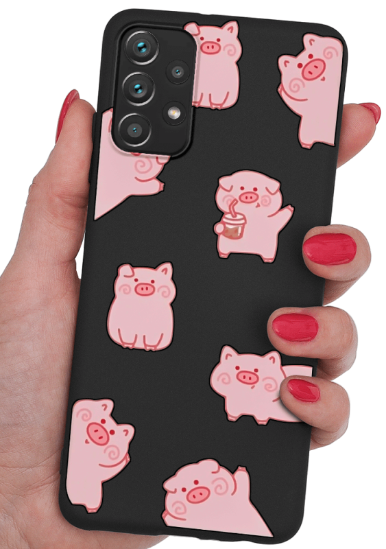 etui malowane nakładka na plecki do samsung galaxy a52 a52s 5g wzór świnka + szkło