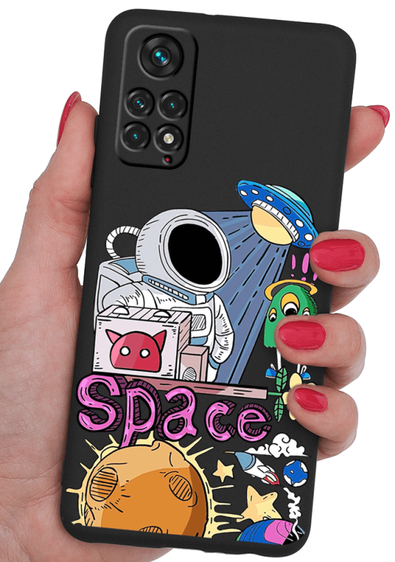 etui malowane nakładka na plecki do xiaomi redmi note 11 11s wzór kosmos + szkło