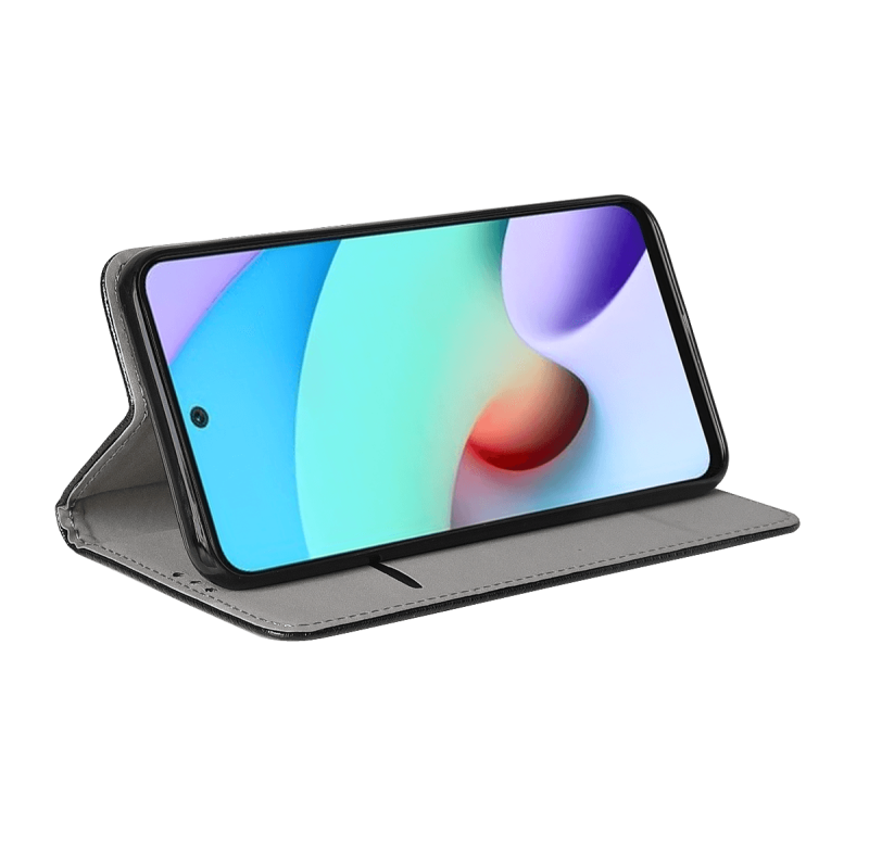 Etui zamykane do Xiaomi Redmi 10 czarne + szkło pokrowiec kabura