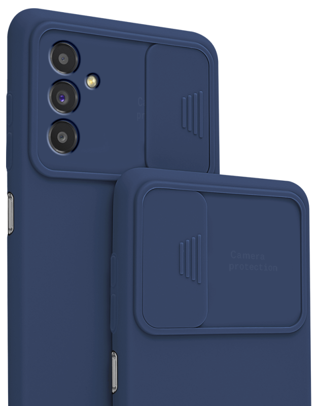 Etui silikonowe do Samsung Galaxy A04S A13 5G z ochroną aparatu granatowe + szkło nakładka na plecki case
