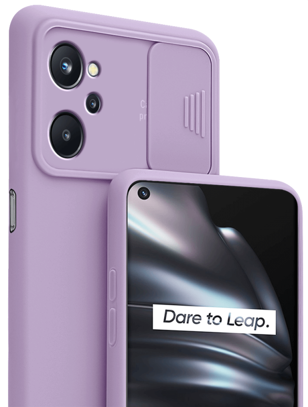 Etui silikonowe do Realme 9i fioletowe z ochrona aparatu + szkło nakładka na plecki