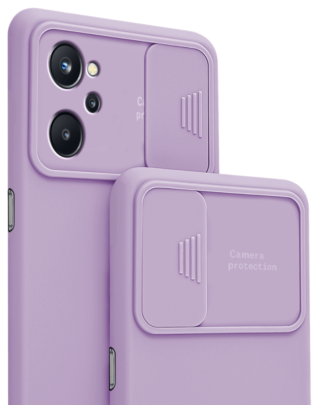Etui silikonowe do Realme 9i fioletowe z ochrona aparatu + szkło nakładka na plecki