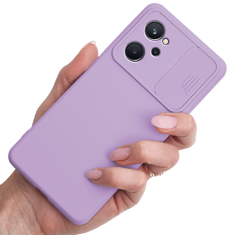 Etui silikonowe do Realme 9i fioletowe z ochrona aparatu + szkło nakładka na plecki
