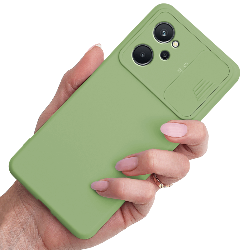 Etui silikonowe do Realme 9i jasny zielony z ochrona aparatu + szkło nakładka na plecki