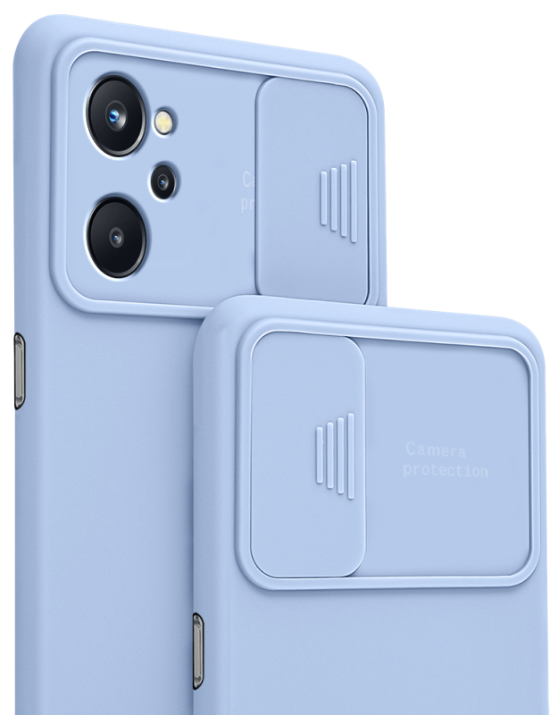Etui silikonowe do Realme 9i niebieskie z ochrona aparatu + szkło nakładka na plecki