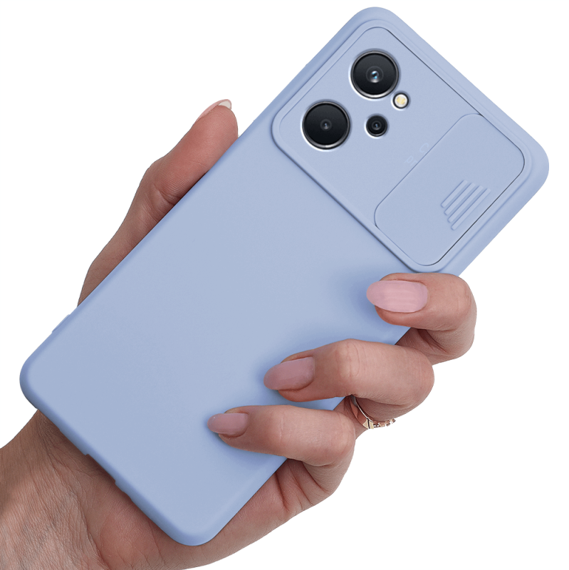 Etui silikonowe do Realme 9i niebieskie z ochrona aparatu + szkło nakładka na plecki