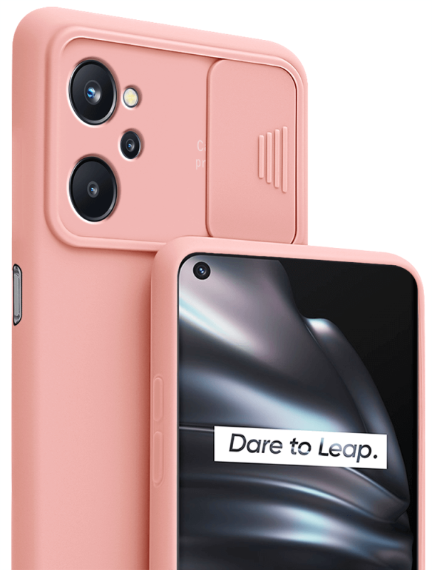 Etui silikonowe do Realme 9i różowe z ochrona aparatu + szkło nakładka na plecki