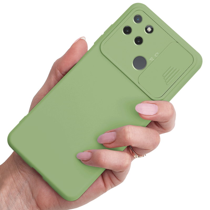 Etui silikonowe do Realme C21y / C25Y jasny zielony z ochroną aparatu + szkło nakładka na plecki