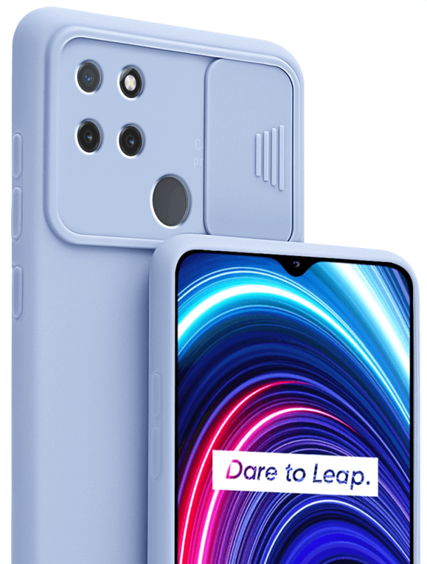 Etui silikonowe do Realme C21y / C25Y niebieskie z ochroną aparatu + szkło nakładka na plecki