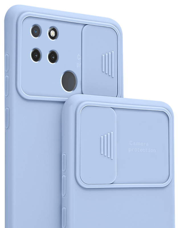 Etui silikonowe do Realme C21y / C25Y niebieskie z ochroną aparatu + szkło nakładka na plecki