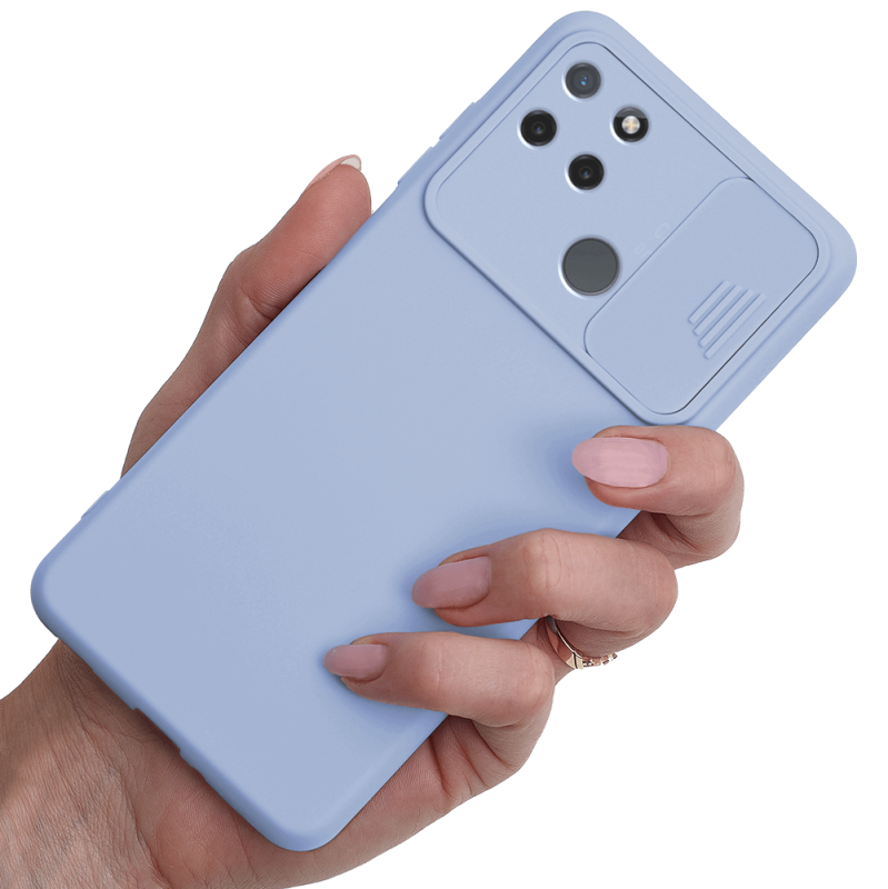 Etui silikonowe do Realme C21y / C25Y niebieskie z ochroną aparatu + szkło nakładka na plecki