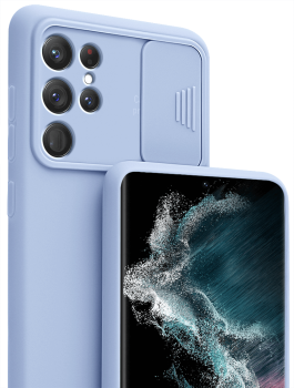 Etui silikonowe do Samsung Galaxy S22 Ultra z ochroną aparatu niebieskie