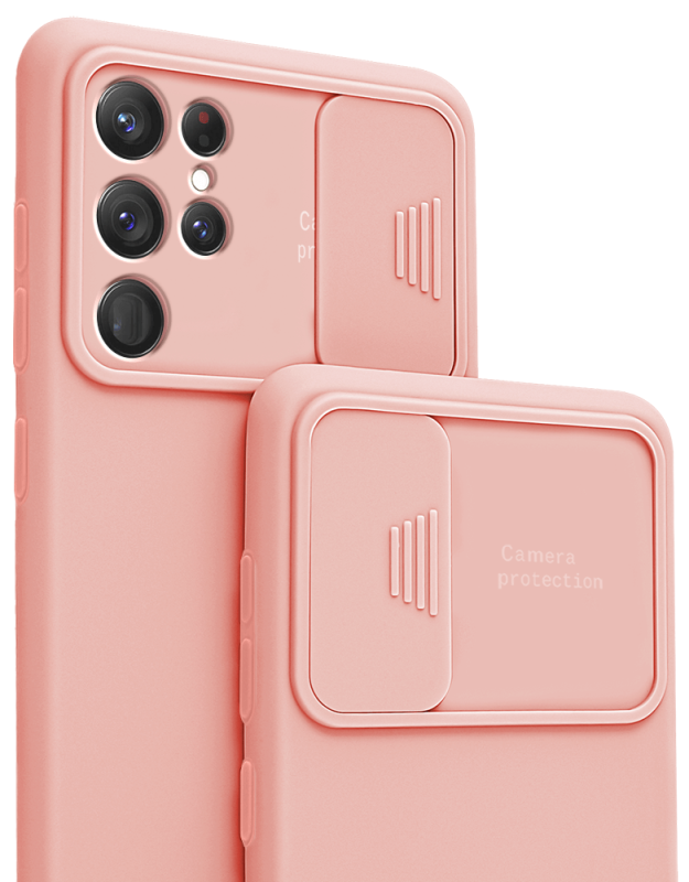 Etui silikonowe do Samsung Galaxy S22 Ultra z ochroną na aparat różowe nakładka na plecki
