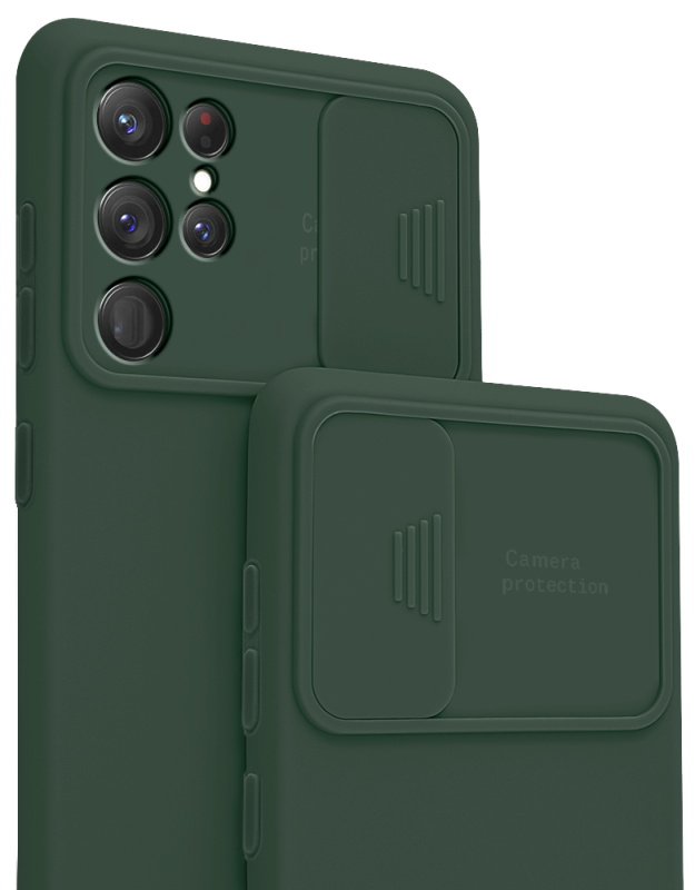 Etui silikonowe do Samsung Galaxy S22 Ultra z ochroną na aparat zielone nakładka na plecki