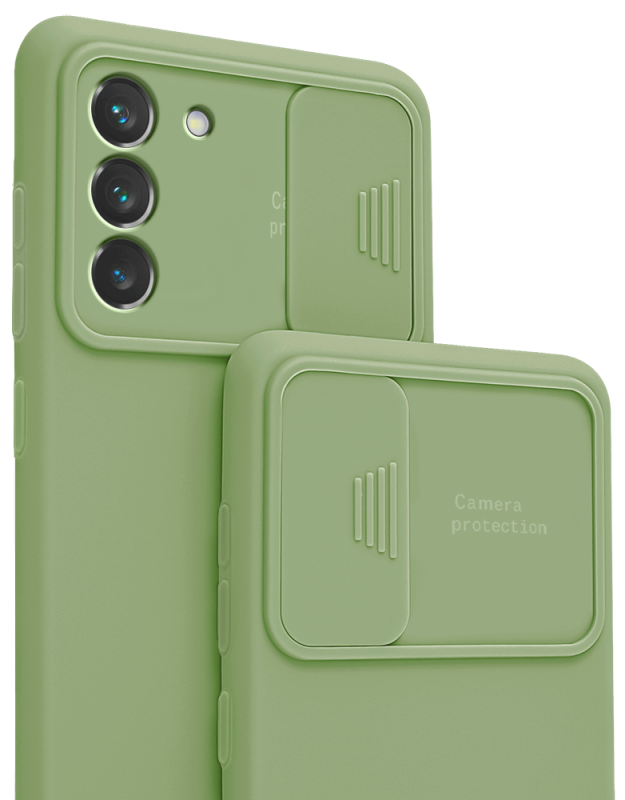 Etui silikonowe do Samsung Galaxy S22 Plus z ochroną na aparat jasne zielone + szkło nakładka na plecki