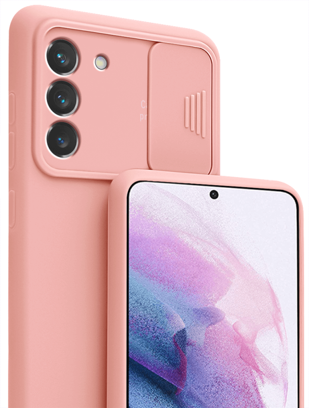 Etui silikonowe do Samsung Galaxy S22 Plus z ochroną na aparat różowe + szkło nakładka na plecki