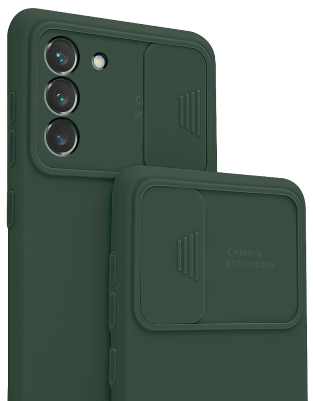 Etui silikonowe do Samsung Galaxy S22 Plus z ochroną na aparat zielone + szkło nakładka na plecki