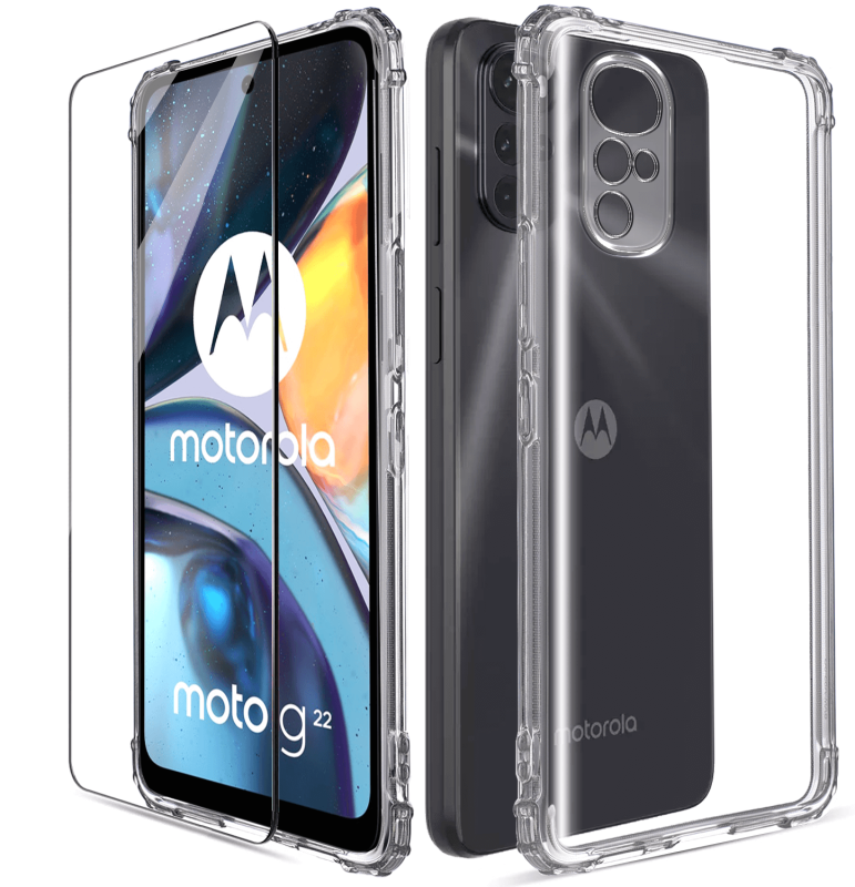 Etui przeźroczyste do Motorola Moto G22 + szkło nakładka na plecki