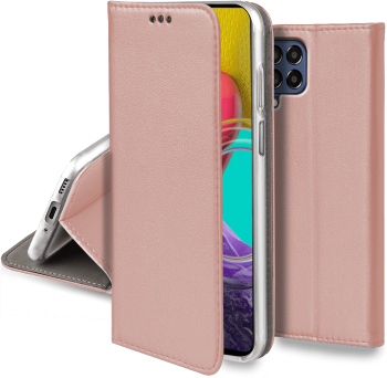 Etui magnetyczne zamykane do Samsung Galaxy M53 5G różowe + szkło 