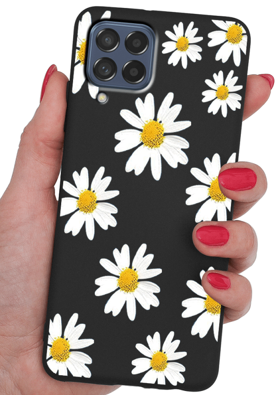Etui malowane do Samsung Galaxy M53 5G wzór kwiatki + szkło  nakładka na plecki