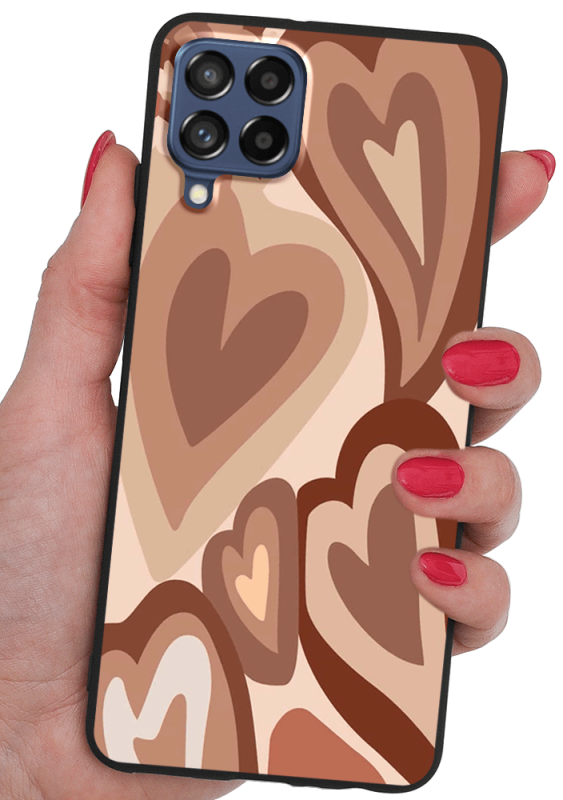 Etui malowane do Samsung Galaxy M53 5G wzór serce + szkło  nakładka na plecki