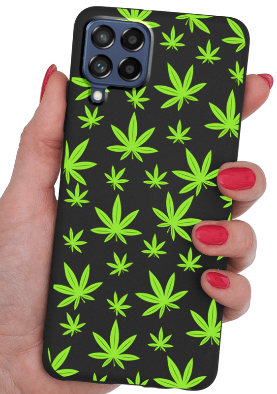 Etui malowane do Samsung Galaxy M53 5G wzór liść + szkło  nakładka na plecki
