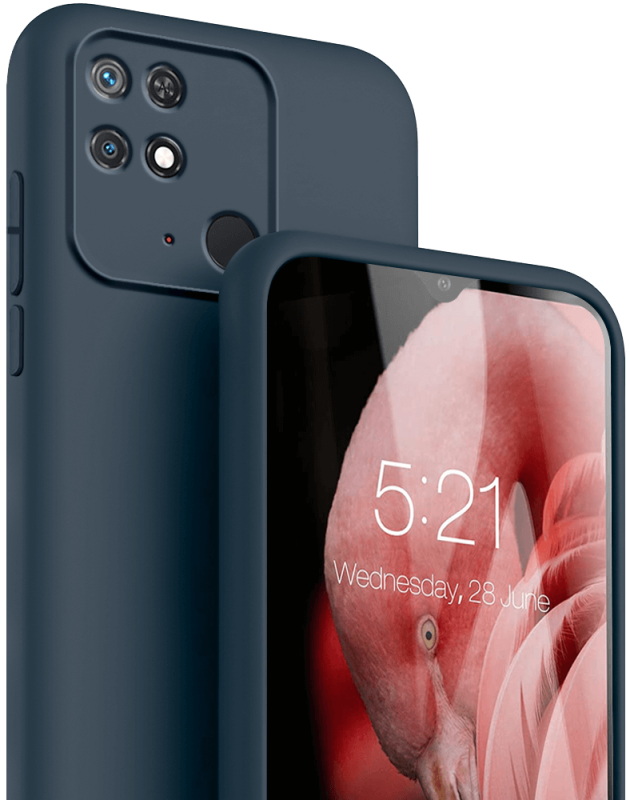 Etui silikonowe do Xiaomi Redmi 10C granatowe + szkło nakładka na plecki