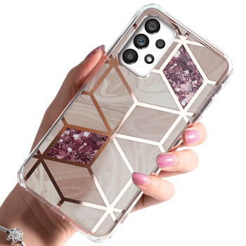 Etui glamour do Samsung Galaxy A13 4G wrzosowe + szkło  