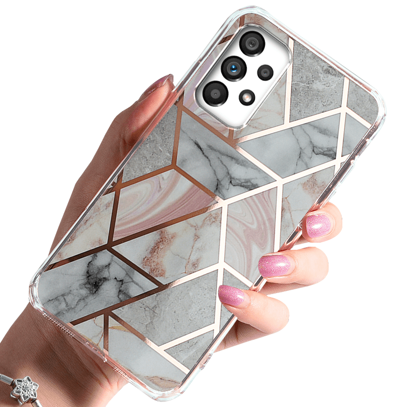 Etui glamour do Samsung Galaxy A13 4G marmur różowy + szkło nakładka na plecki