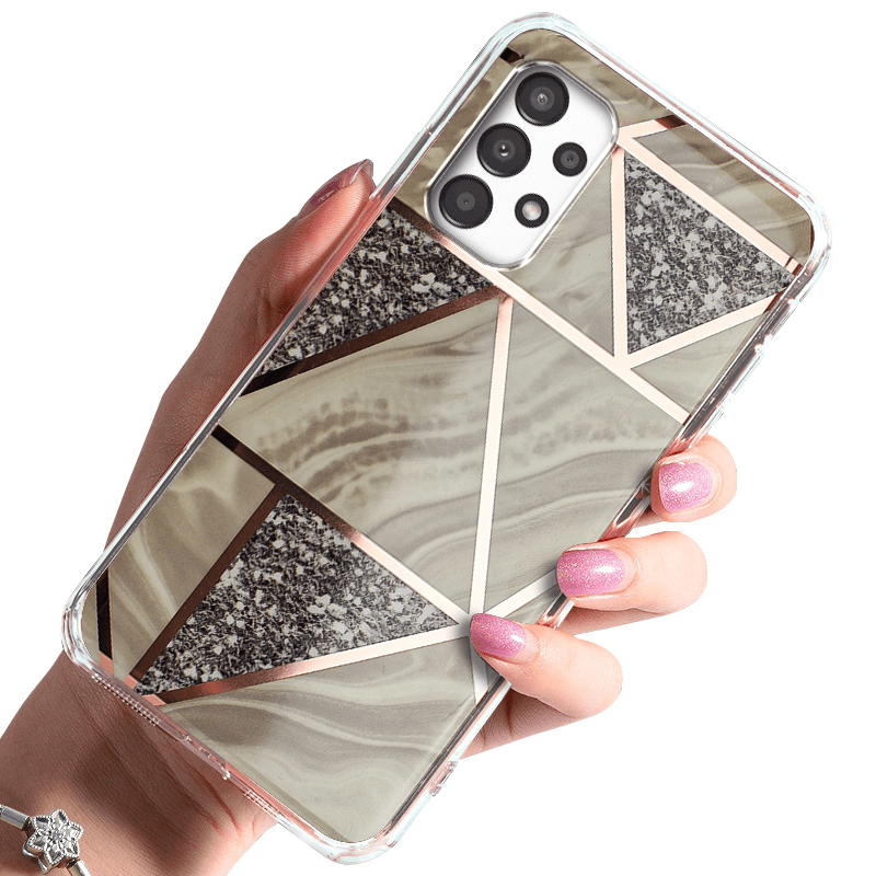 Etui glamour do Samsung Galaxy A13 4G marmur grafit + szkło nakładka na plecki