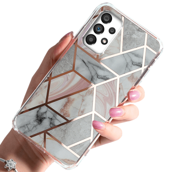 Etui glamour do Samsung Galaxy A33 5g marmur różowy + szkło  