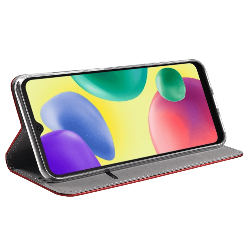 Etui zamykane do Xiaomi Redmi 10A czerwone + szkło pokrowiec kabura