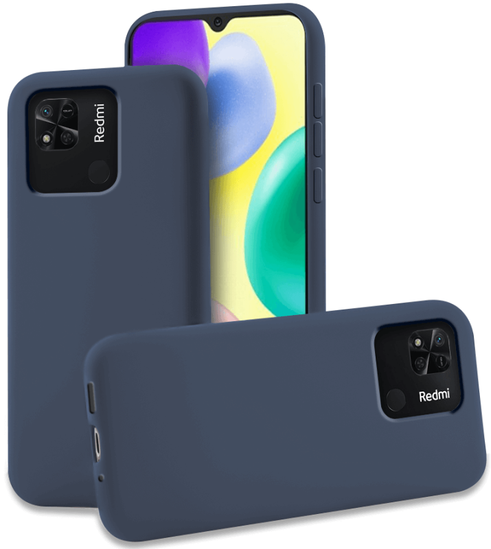 Etui matowe do Xiaomi Redmi 10A granatowe + szkło nakładka na plecki case