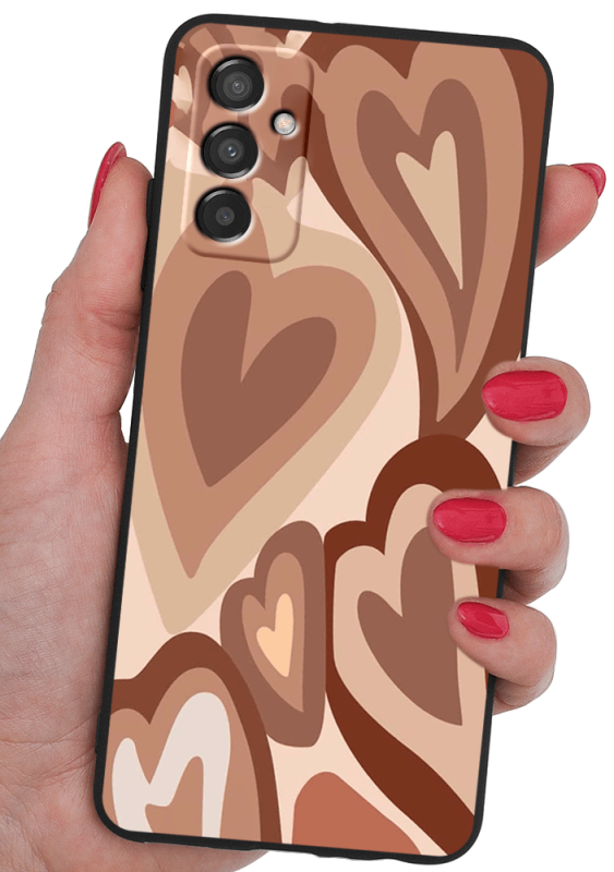 Etui malowane do Samsung Galaxy M13 wzór serca + szkło nakładka na plecki case