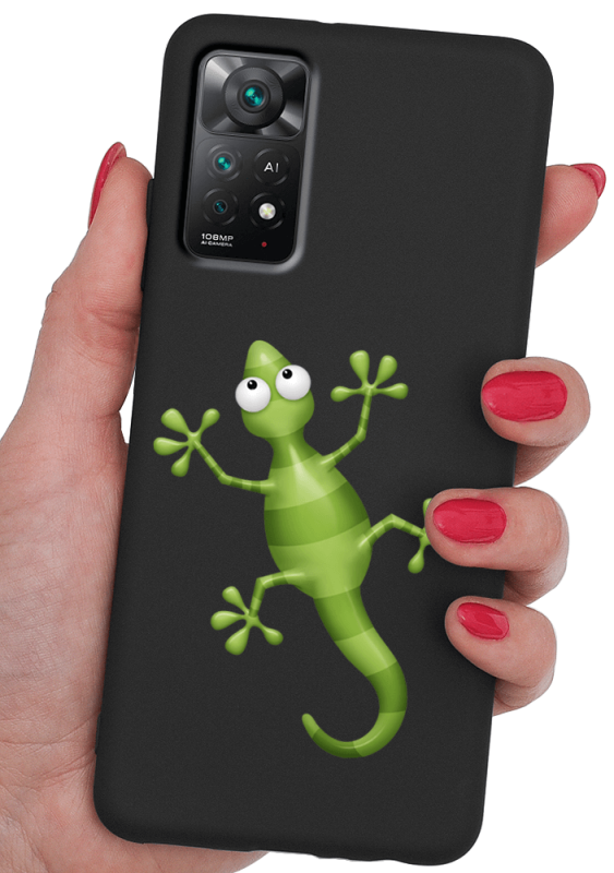 Etui matowe do Xiaomi Redmi Note 11 Pro wzór jaszczurka + szkło nakładka na plecki case