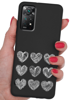 Etui malowane do Xiaomi Redmi  Note 11 Pro wzór serca + szkło
