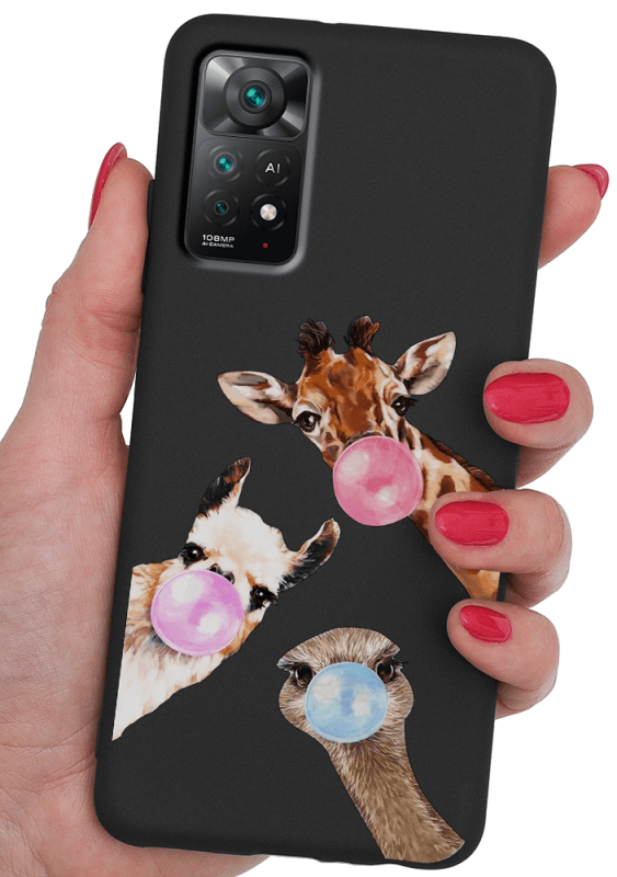 Etui matowe do Xiaomi Redmi Note 11 Pro wzór zwierzęta + szkło nakładka na plecki case