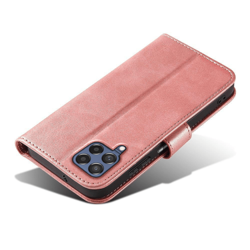 Etui skórzane z klapką do Samsung Galaxy M53 5G różowe + szkło pokrowiec kabura zamykane