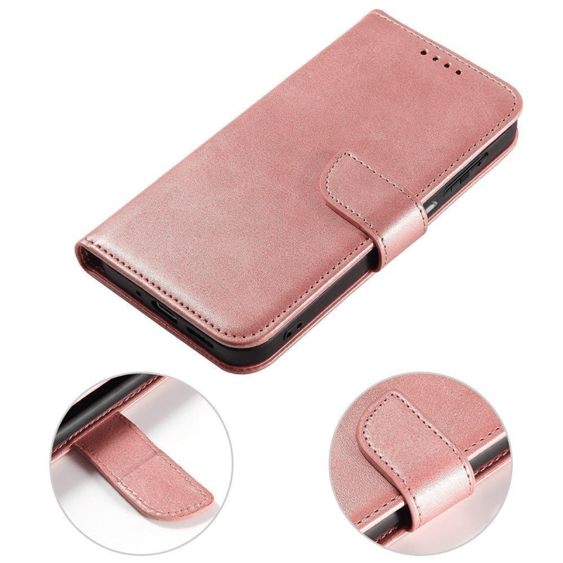 Etui skórzane z klapką do Samsung Galaxy M53 5G różowe + szkło pokrowiec kabura zamykane