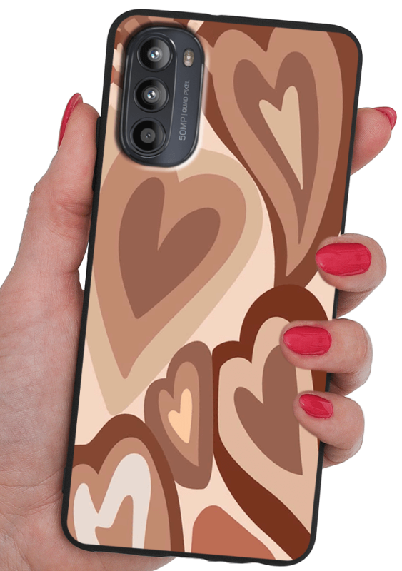 Etui malowane do Motorola Moto G52 wzór serca + szkło nakładka na plecki case