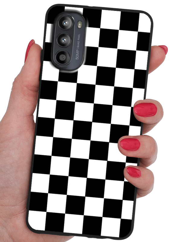 Etui malowane do Motorola Moto G52 wzór szachownica + szkło nakładka na plecki case