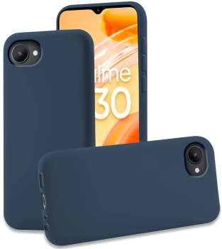 Etui matowe do Realme C30 granatowe + szkło  