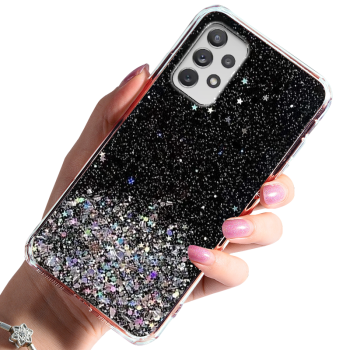 Etui brokat do Samsung Galaxy A53 5G czarne + szkło 