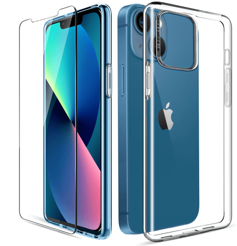 Etui bezbarwne do Iphone 13 + szkło nakładka na plecki case