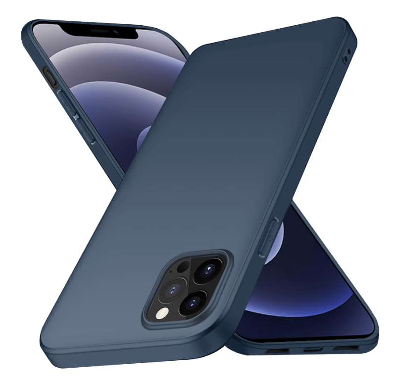 Etui matowe do Iphone 14 pro Max granatowe + szkło nakładka na plecki case apple