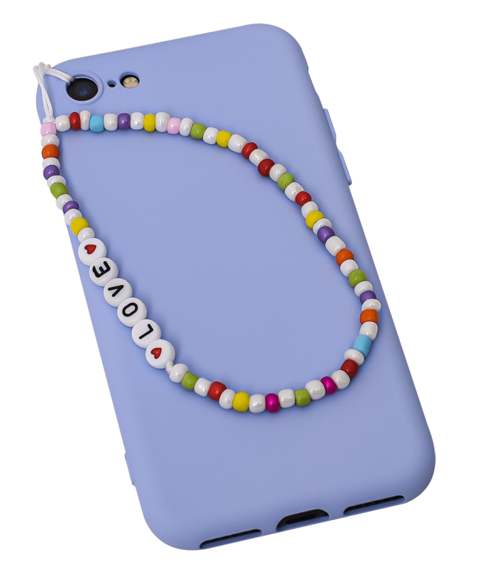Zawieszka smycz na telefon koraliki wielokolorowe wzór 3  love