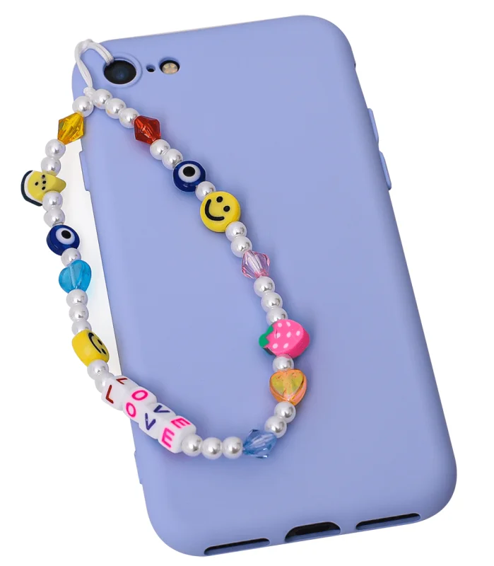 Zawieszka smycz na telefon koraliki wielokolorowe wzór 7 love smile