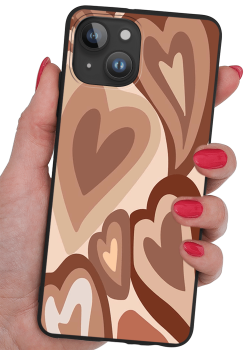Etui malowane do Iphone 14 wzór serca + szkło