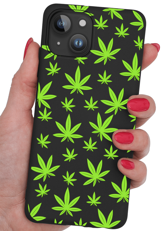 Etui malowane do Iphone 14 wzór liść + szkło nakładka na plecki case