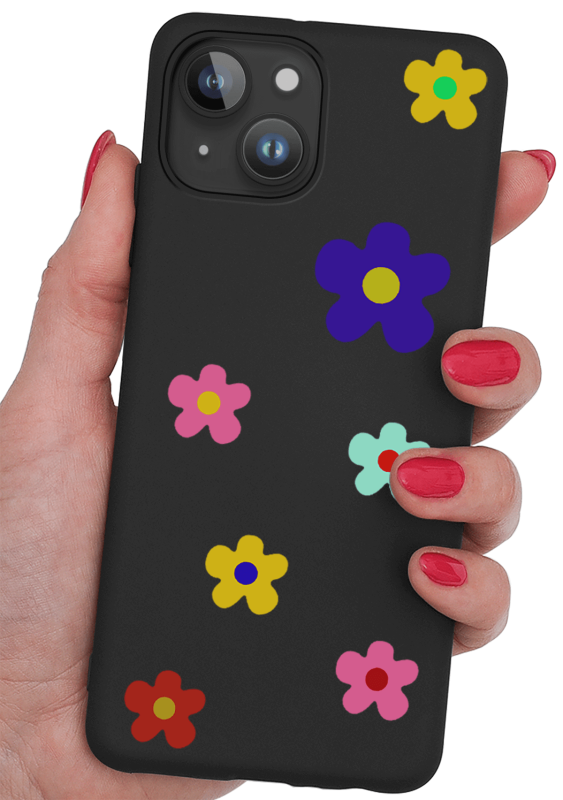 Etui malowane do Iphone 14 wzór kwiatki + szkło nakładka na plecki case